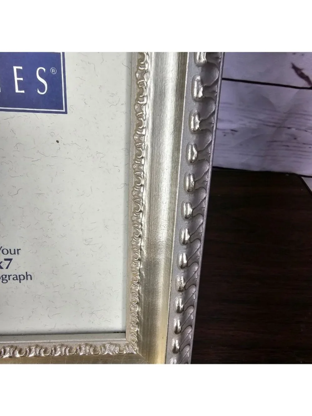 Burnes Silver 5x7 Ornate Photo Frame With Beaded Design And Easel Back